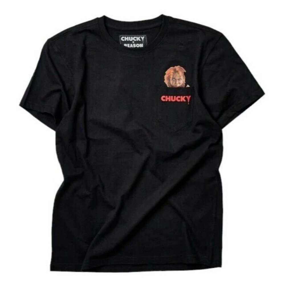 Chucky Childs Play Short Sleeve Pocket Tee T-Shirt Scary Movie Halloween Mens